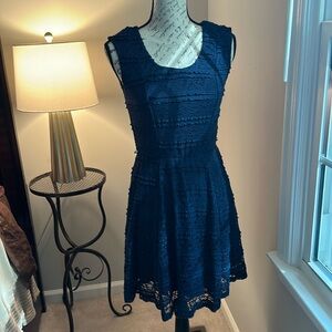 Trixxi navy blue dress with lace overlay